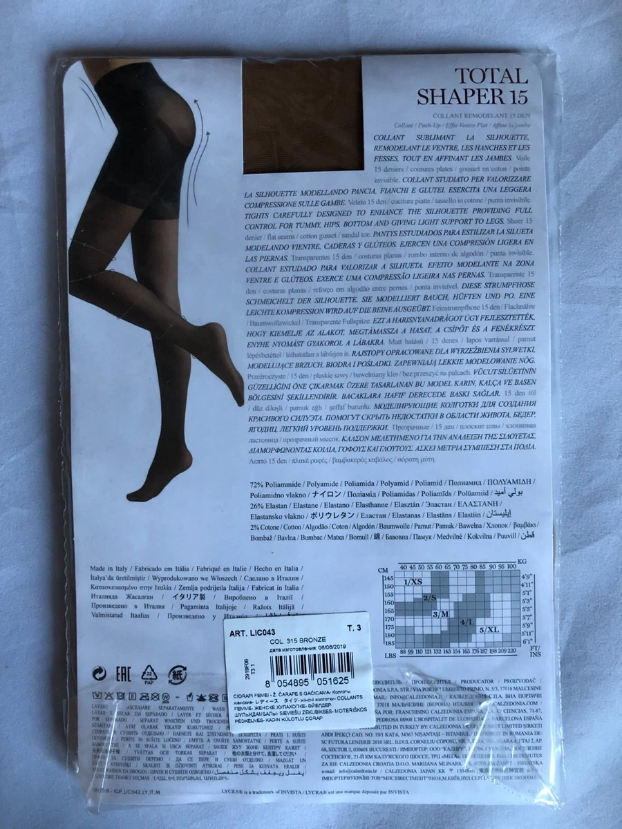 Calzedonia Total Shaper 15 Tights Control Top Leg Support Size M Bronze,  Italy