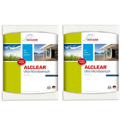 2x ALCLEAR Ultra-Microfasertuch Fenstertuch 40x45cm Fenster Glas Reinigungstuch 