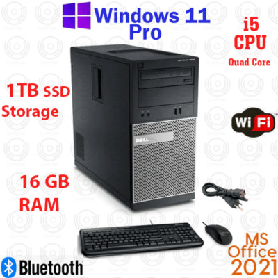 Window 11 Dell OptiPlex 1TB SSD Core i5 16GB RAM HDMI DP WiFi Desktop Computer