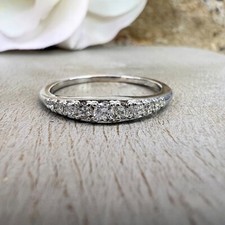 Image of 0.4ct Round Cut Moissanite Half Eternity Women Wedding Band 14k WhiteGold Plated