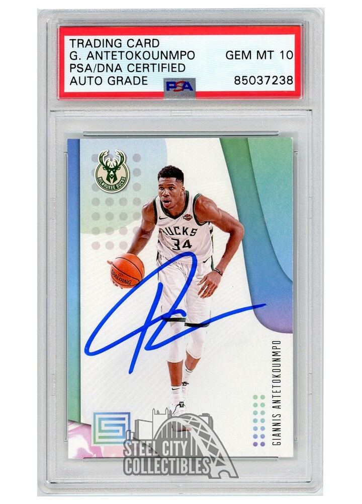 Giannis Antetokounmpo 2018-19 Panini Status Autograph Card #24 PSA/DNA 10