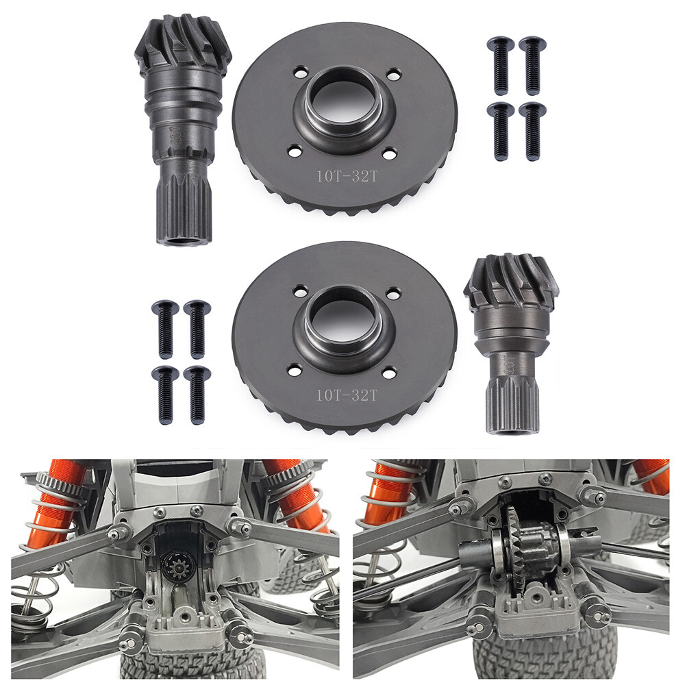 20CrMnTi Steel 32/10T Rear Differential Gear Set For Traxxas 1/6 Funco Pro Scale 2WD Sand Car 8S-109076-4