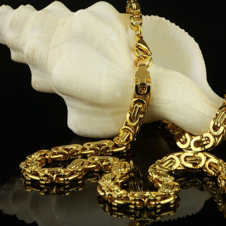 Herren Königskette 6 mm 999er Gold 24K vergoldet UVP:189€ WASSERFEST K1763S - Bild 2 von 4