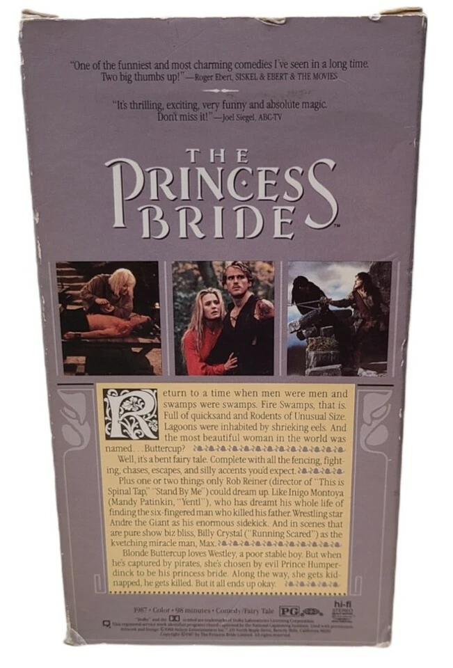 The Princess Bride VHS FIRST PRINT Cary Elwes Andre The Giant Barcode On Side! - Image 3 of 4