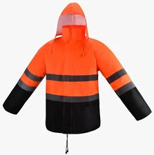 Orange High Visibility Safety Rain-suit/ Jacket and Pants Set