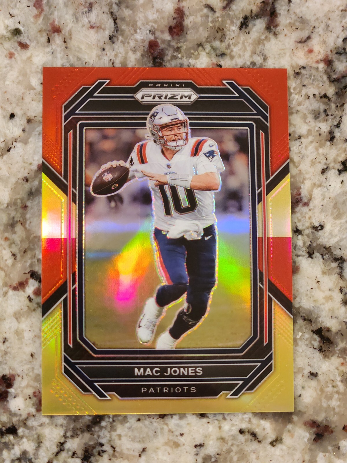 2022 Panini Prizm - Mac Jones - #197 Red & Yellow Prizm /44