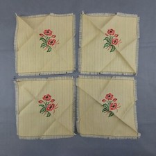 Beau lot de 4 napperons à broder vintage 30 cm/30 cm (12 x 12") P2331
