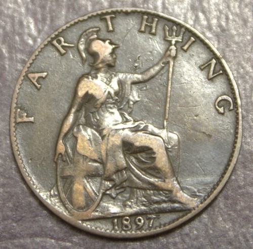 1897 Farthing Queen Victoria Great Brittian VF Details Lot F3 - Bild 2 von 2
