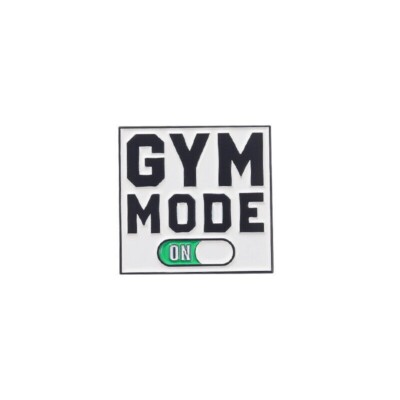 GYM MODE ON Workout  Enamel Metal lapel pin jewelry student square brooch white