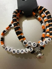 Cincinnati Bengals Mens 3-Piece Bracelet Set - Who Dey - Football Charm