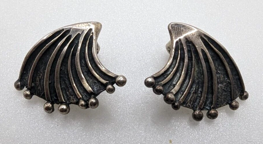 Pendientes David Andersen Clip On Plata Marianne Berg Innovador Sello Años 60 Foto 4 de 4