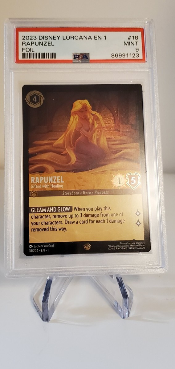 Disney Lorcana TCG Rapunzel Gifted With Healing Legendary FOIL 18/204 PSA 9 Mint | eBay Disney Lorcana TCG Rapunzel Gifted With Healing Legendary FOIL 18/204 PSA 9 Mint | eBay