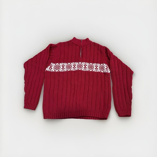 90’s Land’s End Sweater Red Fair Isle Nordic 1/4 Zip Christmas | Boy’s M 10/12