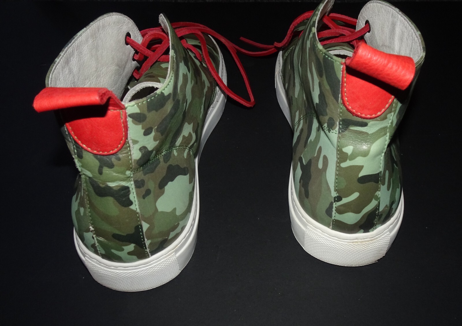 DEL TORO Leather Camouflage Print Mens Sz 10 High Top Shoes Made In Italy EUC