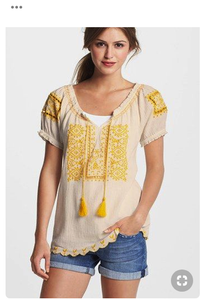 lucky brand eyelet peasant top