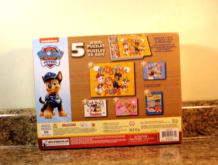 Paw patrol 5 best sale wooden puzzles box set