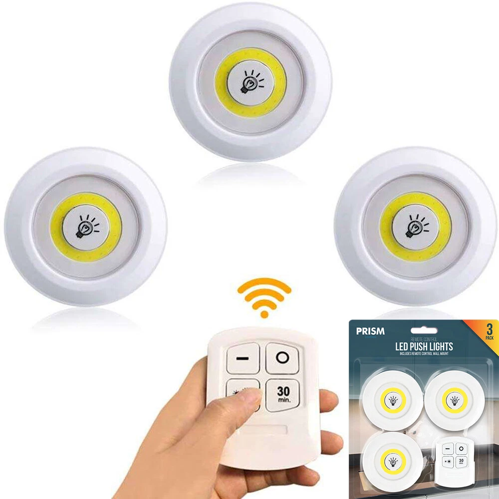 3 Pack LED Under Cabinet Closet Tap Night Lights Battery Powered