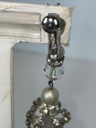 Vtg VENDOME Faux Pearl & Rhinestone 2-Strand Bracelet & Dangle Clip-on Earrings - Picture 13 of 20