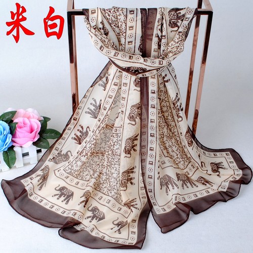 160 50cm Indian Elephants Fashion Ladies Scarves Chiffon Scarf Women Shawls X197 - Picture 2 of 16