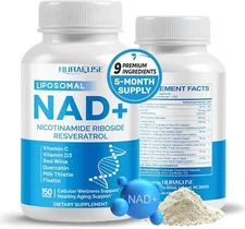 Liposomal Nad+ Trans-resveratrol 6000mg with Red Wine Milk Thistle Quercetin