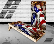 American Buck Obliteration Skull Blaze Cornhole Boards Bean Bag Toss Game