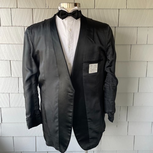 60s Vintage After Six by Rudofker Black Wool Shawl Collar Mens Tuxedo Size 48 - Picture 7 of 11