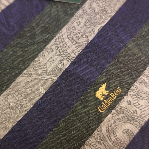 Golden Bear Jack Nicklaus Neck Tie Mens Blue Green Striped Paisley Silk Suit NWT - Picture 4 of 9