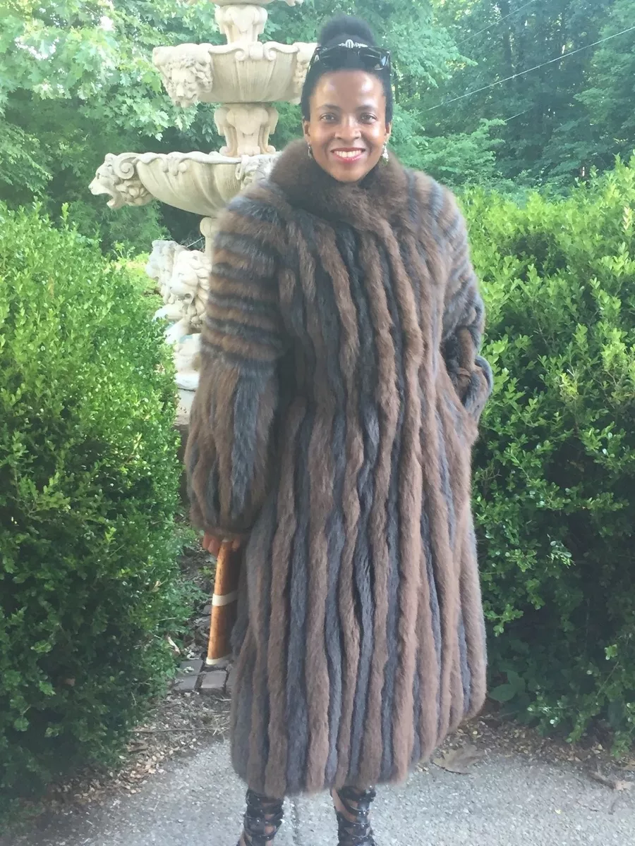 Ankle length sales fur lined coat
