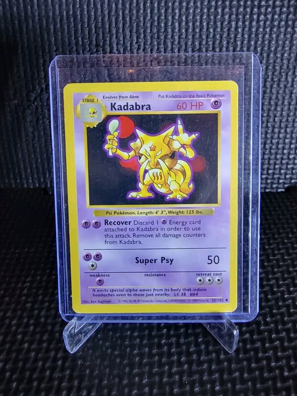 Kadabra 32/102 Base Set Shadowless Pokemon TCG 1999 WotC Vintage LP