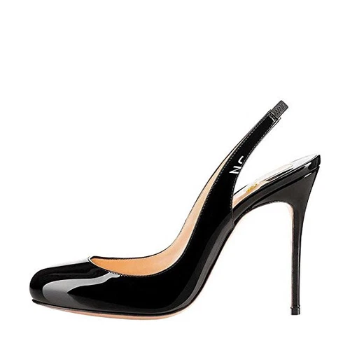 Patent Leather Women's Pumps Round Toe High Heels Slingback Shoes Sandals Size - Picture 19 of 37