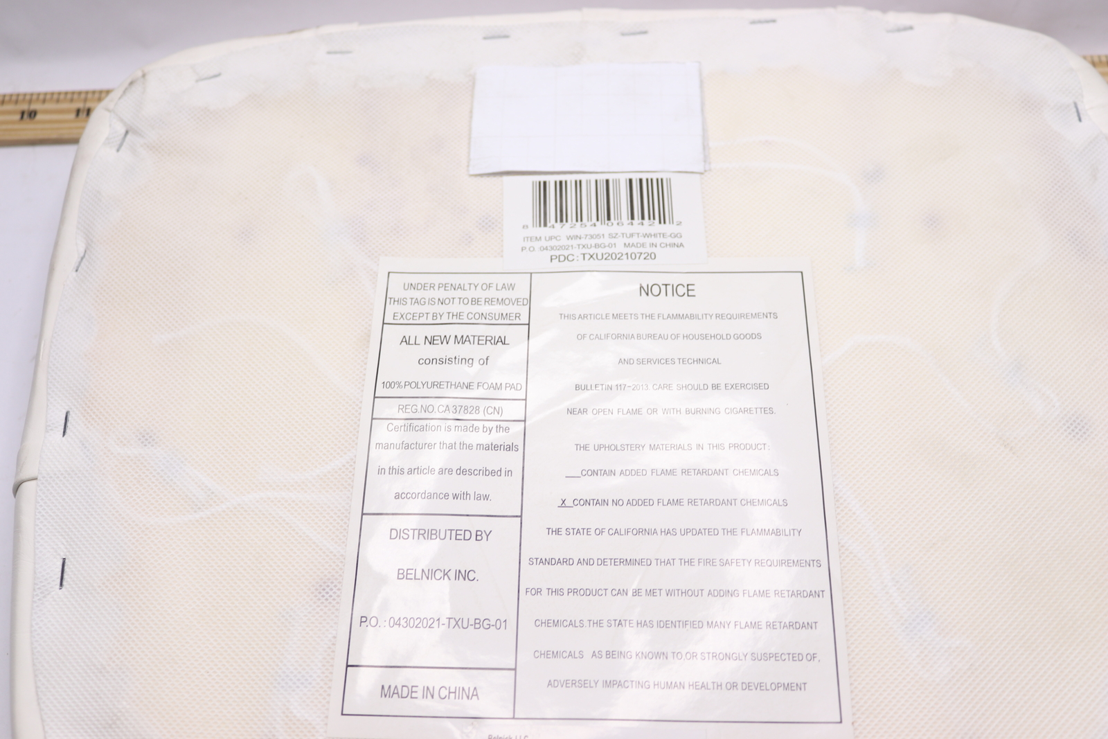 Flash Furniture Tufted Vinyl Chiavari Chair Cushion Hard White SZTUFT