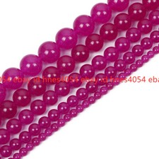 Pretty Natural 6/8/10/12mm Rose Red Jade Gemstone Round Loose Beads 15'' Strand