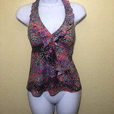 Spanx Love Your Assets By Sara Blakely Glamour Ruffle Tankini Swim Top Small