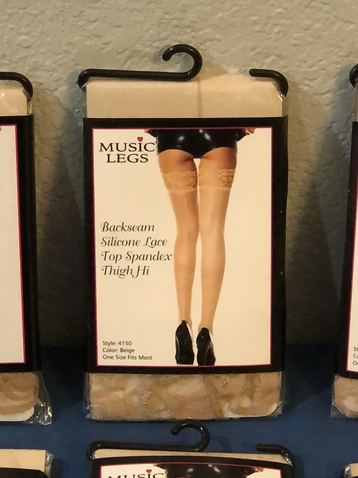 Lote de 10 patas de música costura trasera silicona encaje superior spandex muslo ajuste NUEVO estilo 4150 Foto 4 de 4