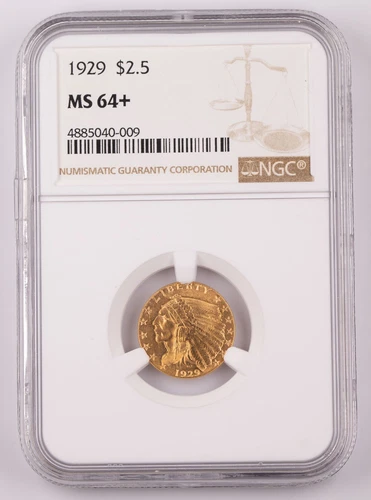 Certified 1929 $2.5 Indian Gold Quarter Eagle NGC MS64+ See Description