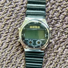 vintage Men watch digital Water Resistant Black Band Silicone Light Timer Alarm