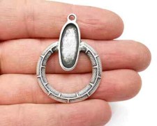 2 Pcs Serpentine Oval Charms Blank Resin Bezel Mounting Cabochon Base Setting