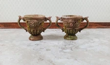 Dollhouse Urn Planters Set of 2 1:12 Scale Aged with Moss by Falcon Miniatures