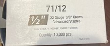 Upholstery Staples 1/2''  3/8" crown Galvanized 10,000ct