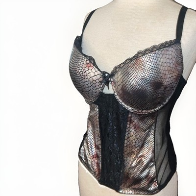 Passion Forever Women's Full Corset Bustiers XL Shiny Snake Pattern