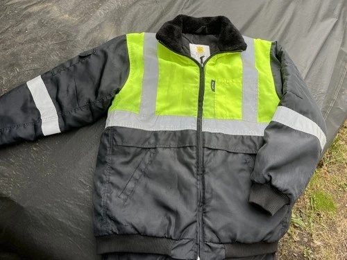 Epik EV120J Reflex Insulated Hi Vis Work Jacket Mens Size L Black Yellow ANSI C - product listing photo