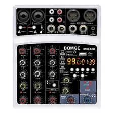 4 Channel dj Bluetooth Audio Mini Mixer with 99DSP Processor, USB Interface, ...