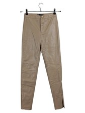 ZARA Pantaloni in Pelle Donna Beige Skinny (IT 36, EU 32, W24, INT XS)