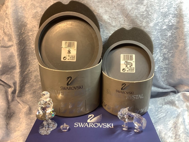 Swarovski Wolf 207549 & Red Riding Hood 191695. Crystal Retired 2004.  MIB