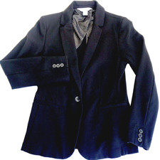 Old Navy Blazer Jacket Blackjack Black XS Roll Up Rayon Preppy Career Academia
