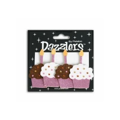 Petaloo Dazzlers Glitzer Cupcake Kerze 4 Stück Verzierungen Geburtstag Karten basteln
