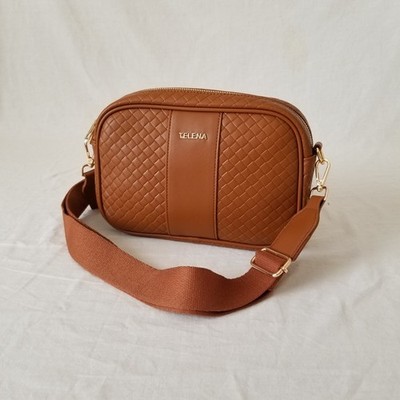 NWT! Telena Brown Faux Leather Shoulder Bag with Gold-Tone Hardware