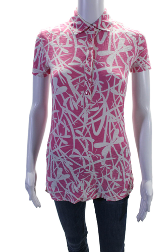 Lily Pulitzer Girls Cotton Abstract Collared Short Sleeve Dress Pink Size XS