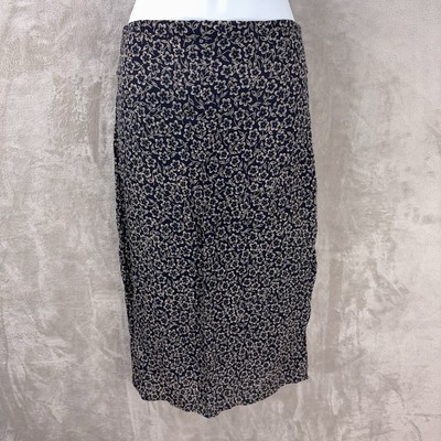 Reformation Floral Midi Skirt Womens Size 2 Black Viscose Sustainable Chic