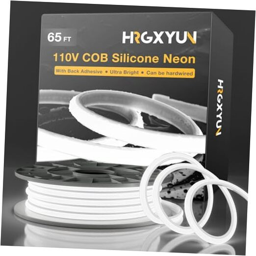 110V COB LED Neon Rope Light 20m 65ft Cool White with Backlight